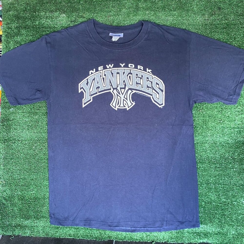 Vintage Y2K New York Yankees T-Shirt NYY MLB Logo Boxy Navy L Streetwear 2000s
